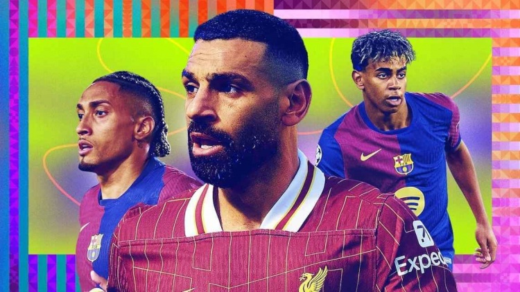ESPN年度20大邊鋒：薩拉赫最佳，亞馬爾第2，梅西第8&杜埃第14