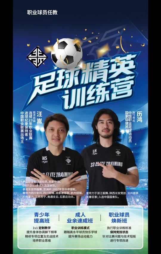 汪嵩&歷鴻開設(shè)青訓(xùn)俱樂部，兩人均是被禁足球員