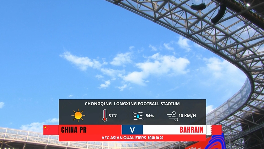 正值盛夏！國足主場重慶龍興足球場氣溫31℃，濕度54%