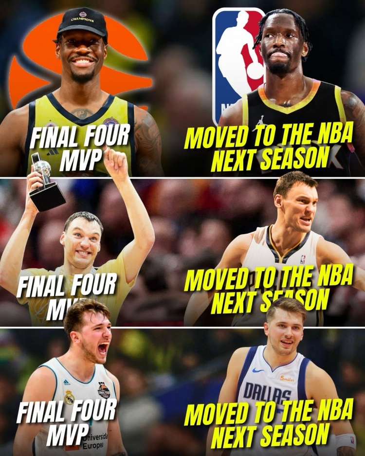 拿到歐冠四強MVP后轉(zhuǎn)而進入NBA！他是第三個、盧卡是第二個！