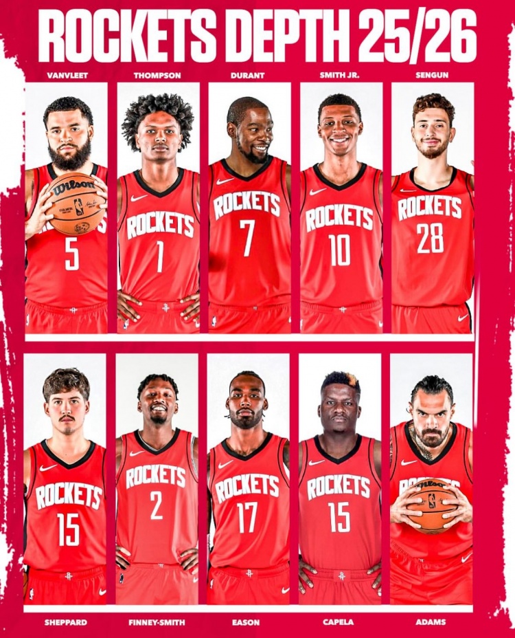 美媒：火箭擁有NBA最強的前場陣容 上賽季他們大部分時間比勇士強