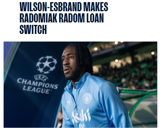 曼城官方：22歲后衛(wèi)埃斯布蘭德租借加盟拉多米亞克，租期一個(gè)賽季