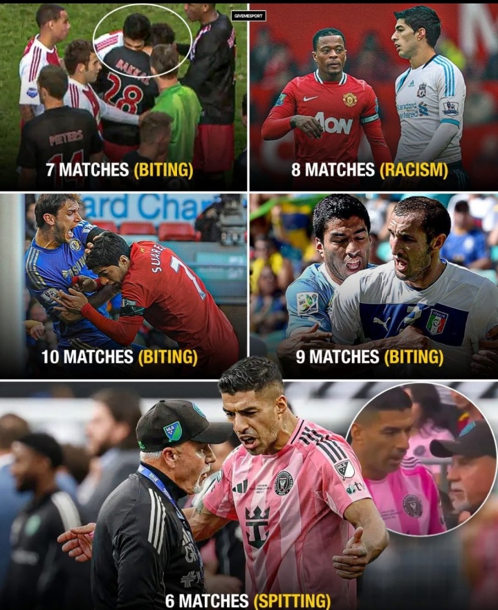 另類紀(jì)錄！蘇亞雷斯生涯被禁賽已達(dá)68場，多于因病傷缺的54場